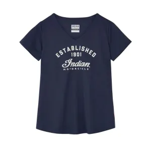 Indian Motorcycle  Womens Established Back Pleat T-Shirt Tee Comfortable Navy