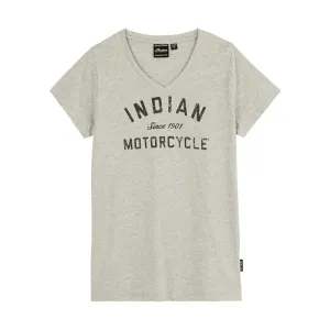 Indian Motorcycle  Womens V-Neck 1901 T-Shirt Tee Lightweight Comfortable Grey