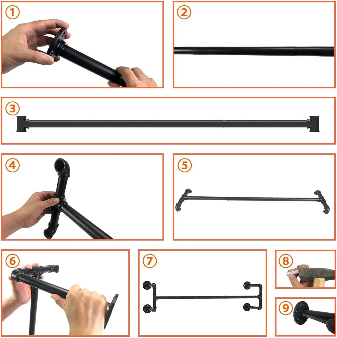 Industrial Pipe Garment Bar - 115CM