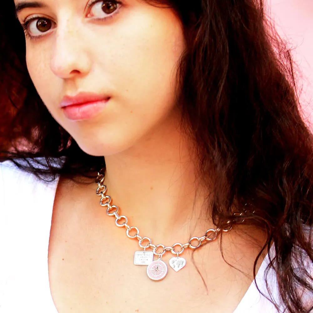 Infinity Link Charm Necklace, Silver