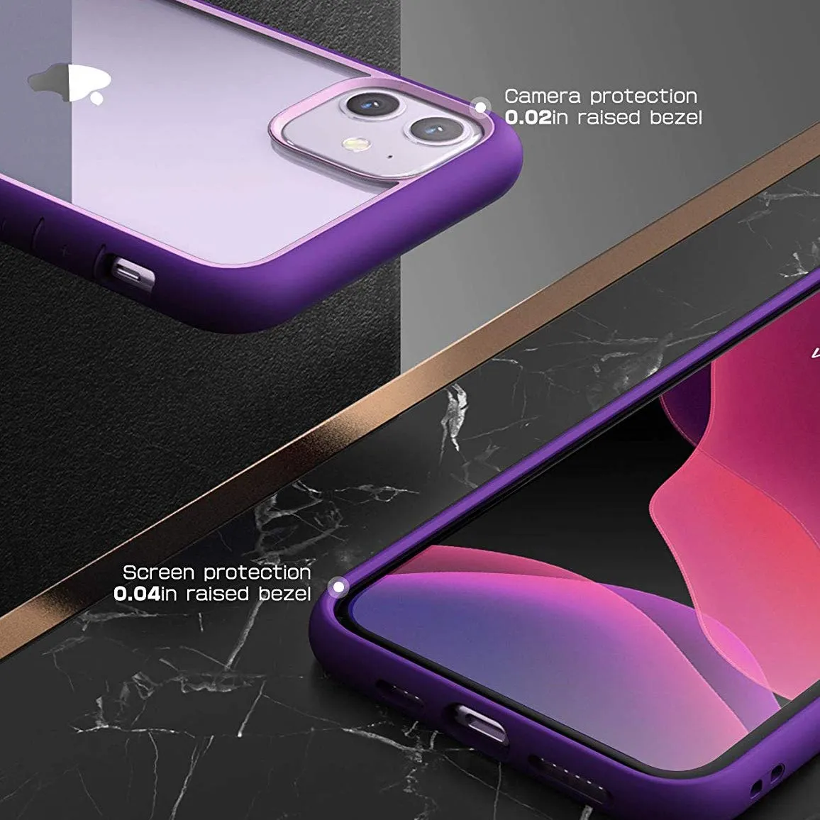 iPhone 11 6.1 inch Unicorn Beetle Style Slim Clear Case-Purple