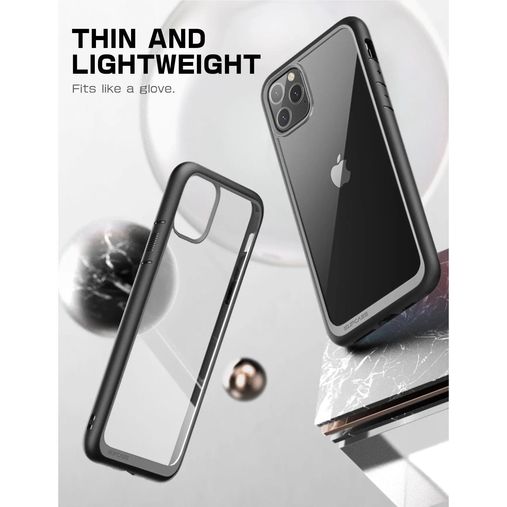 iPhone 11 Pro Max 6.5 inch Unicorn Beetle Style Clear Case-Black