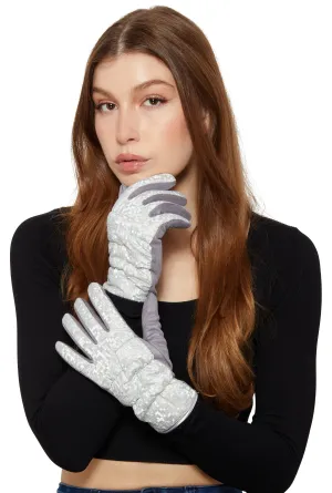 Iridescent Checkered Puffer Gloves