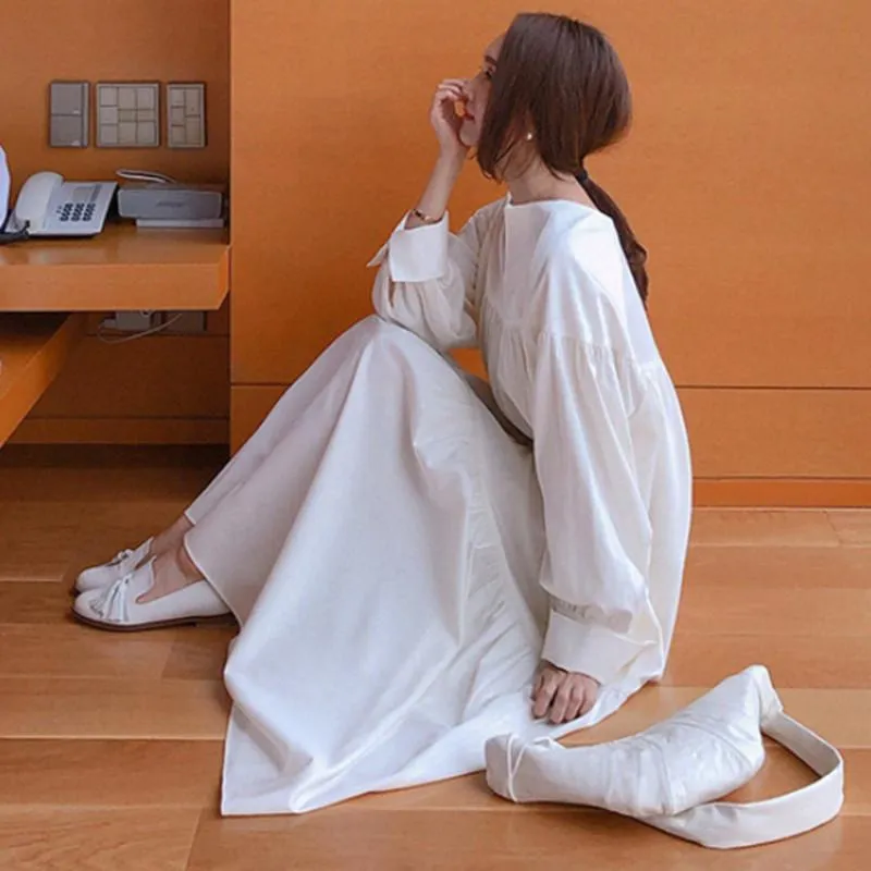 Irregular Long Sleeves Women Rufflled Long Dresses