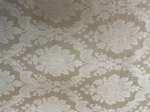 Italian Cotton/Linen Damask Jacquard - Natural & Off-White