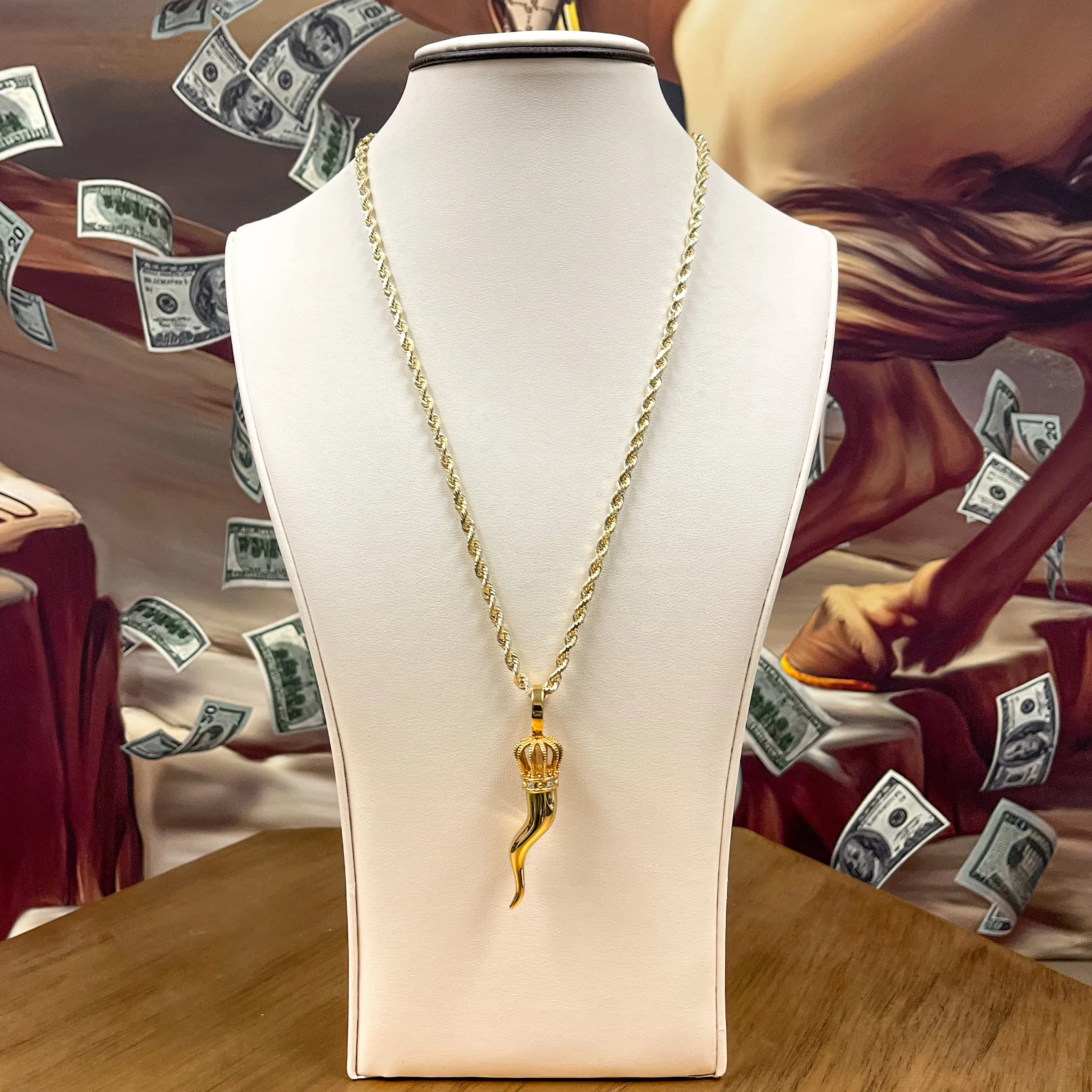 Italian Horn Pendant – 14K Gold Men’s Pendant
