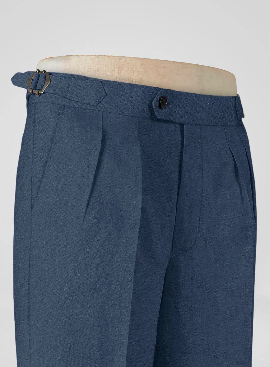 Italian Prato Indigo Blue Linen Highland Trousers