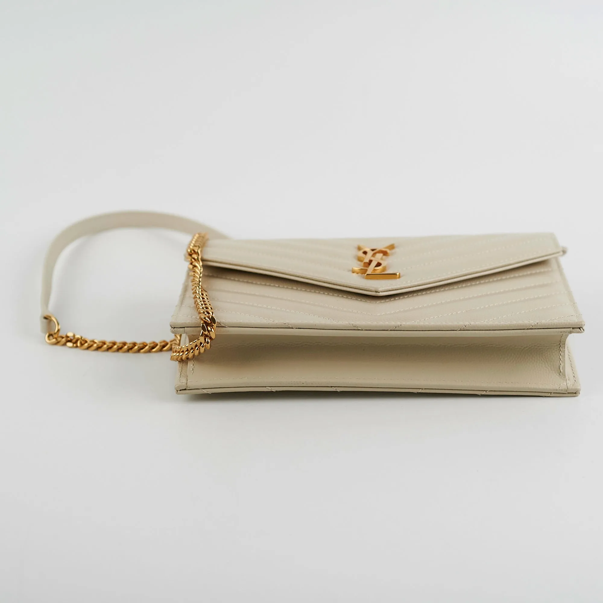ITEM 24 - Saint Laurent Cassandre Envelope Cream Wallet On Chain WOC