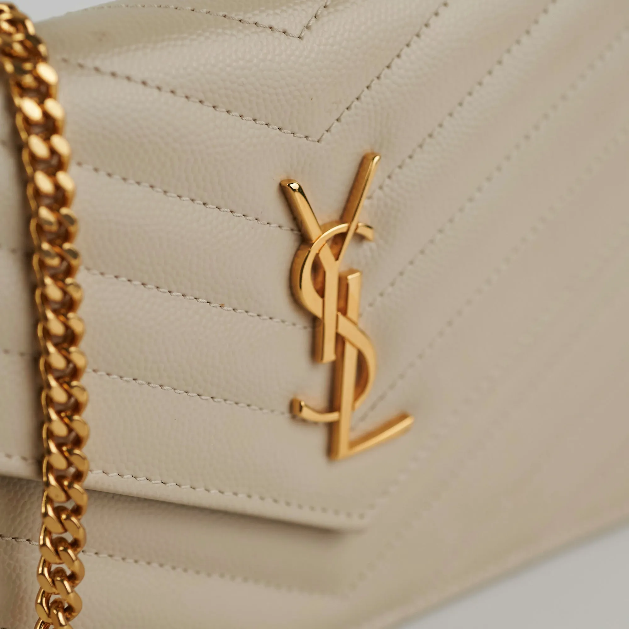 ITEM 24 - Saint Laurent Cassandre Envelope Cream Wallet On Chain WOC