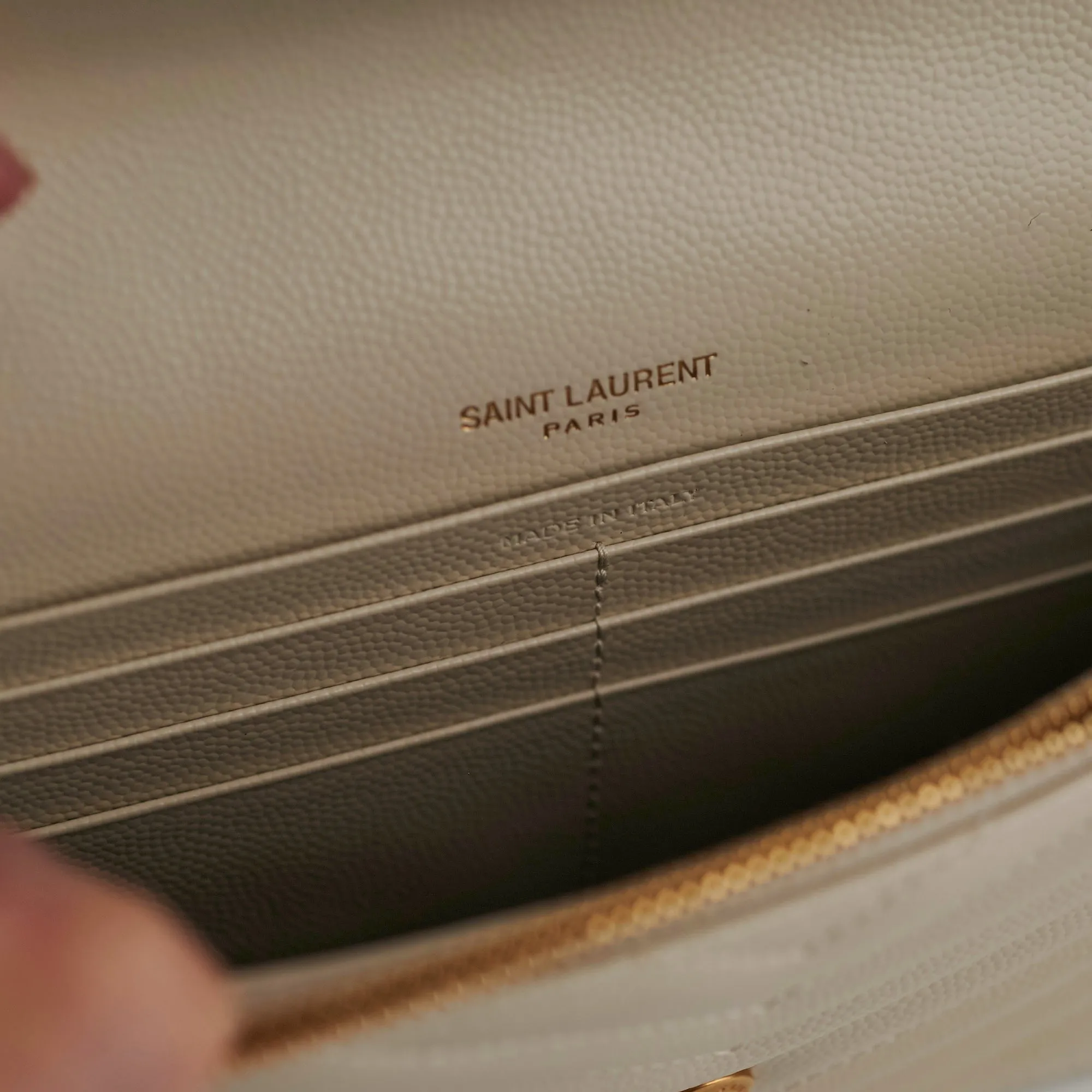ITEM 24 - Saint Laurent Cassandre Envelope Cream Wallet On Chain WOC