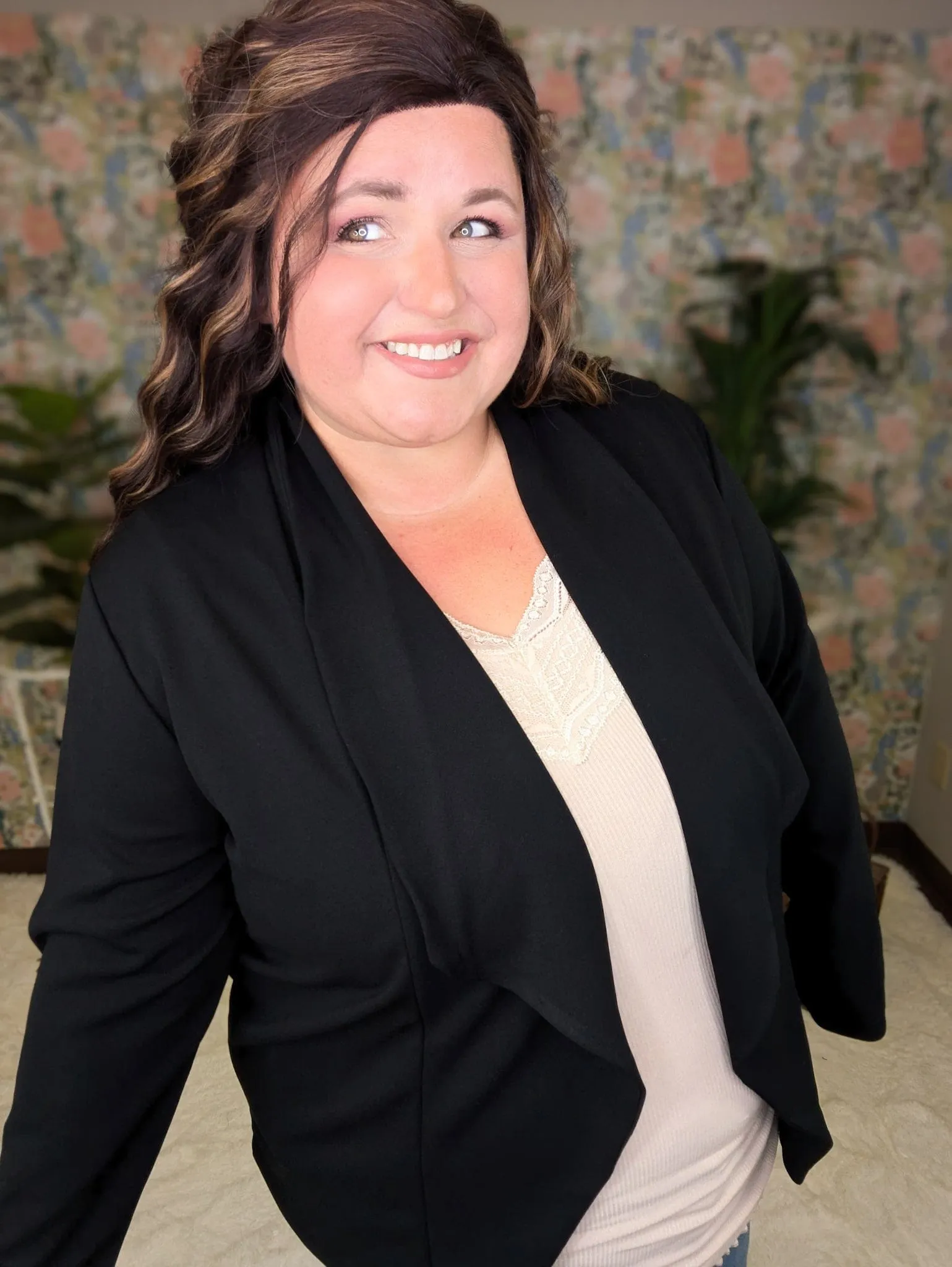 Jaci Stretch Crepe Blazer in Black