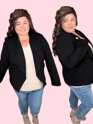 Jaci Stretch Crepe Blazer in Black
