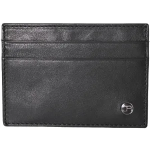 Jack Abrahams Goat Nappa Leather Card Case Front Pocket Wallet Black