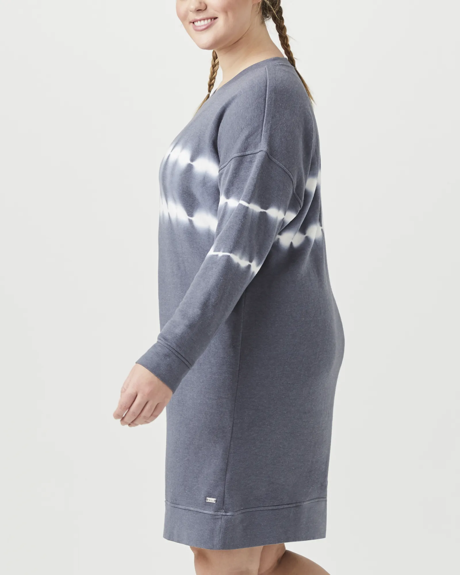 Jadyn Sweatshirt Dress | Azure Blue / White
