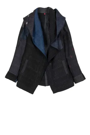JAIPUR PATCH KANTHA HOODIE JACKET - jp4036-blk -