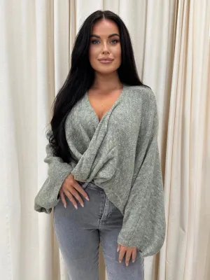 Jamila khaki twist soft knit jumper