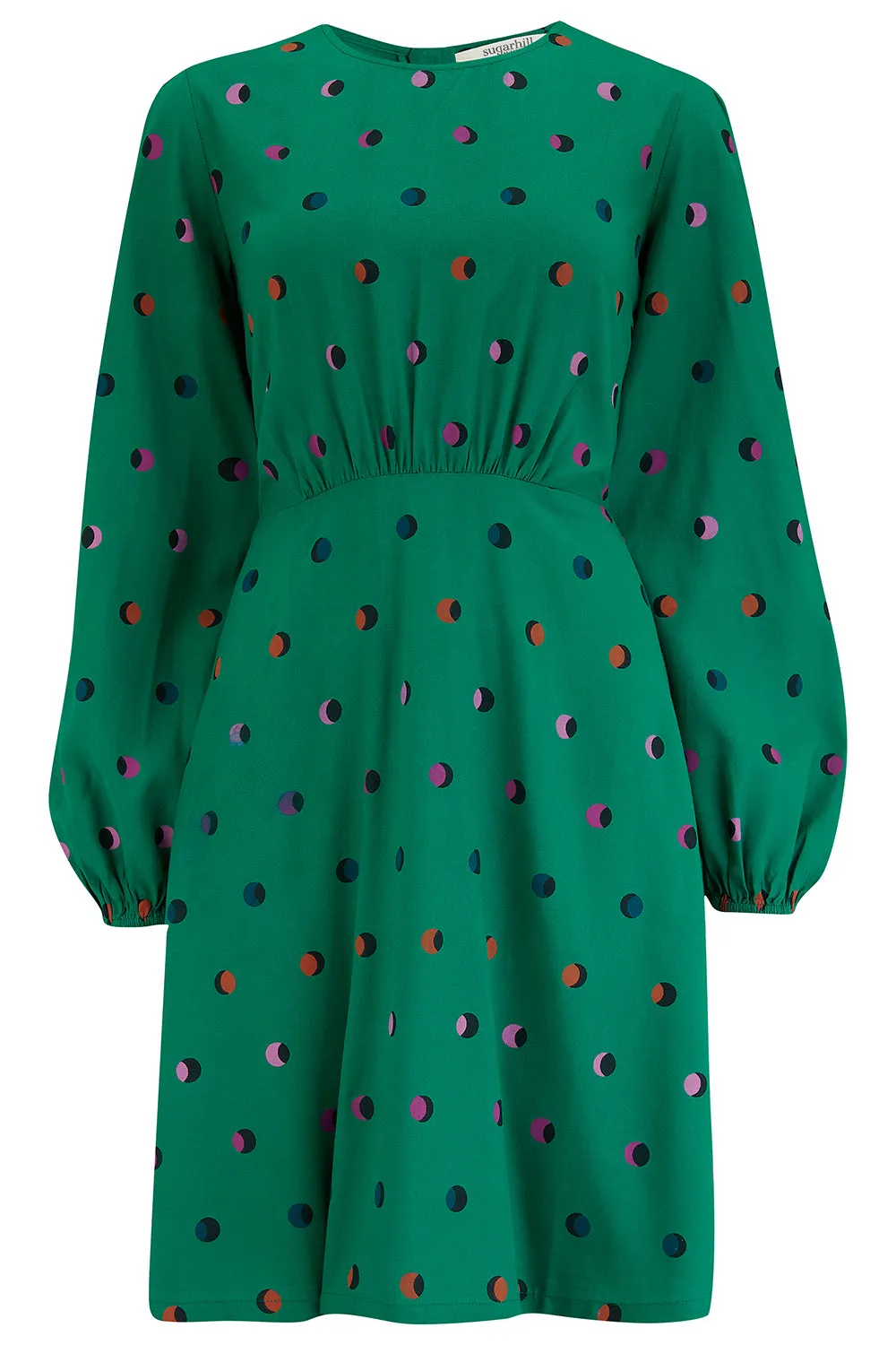 Janet Mini Dress - Green, Rainbow Shadow Polka
