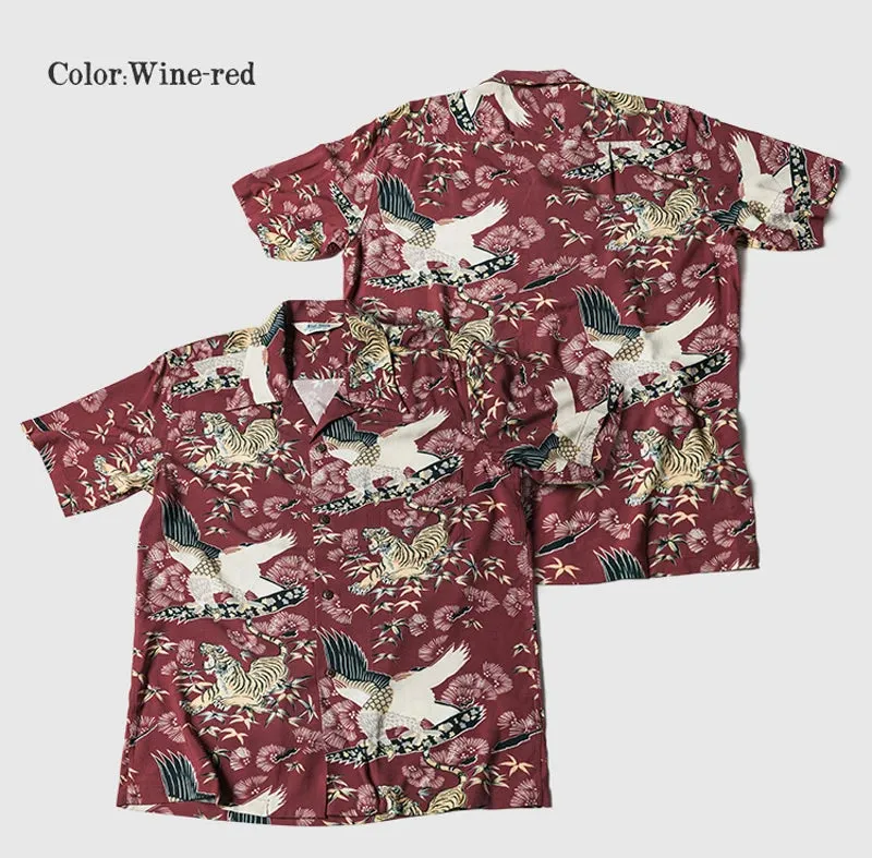 Japanese Tiger Camp Shirt - Old Men's Short Sleeve Shirts - Japan Style