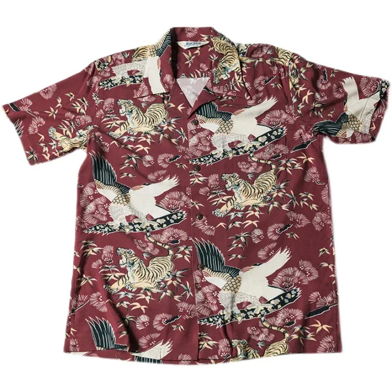 Japanese Tiger Camp Shirt - Old Men's Short Sleeve Shirts - Japan Style