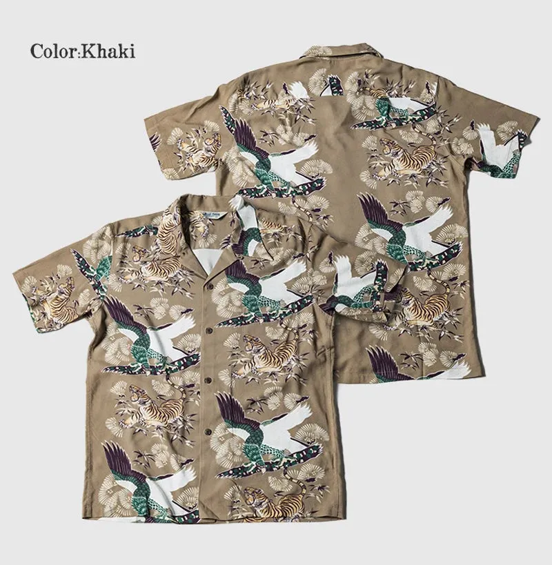 Japanese Tiger Camp Shirt - Old Men's Short Sleeve Shirts - Japan Style