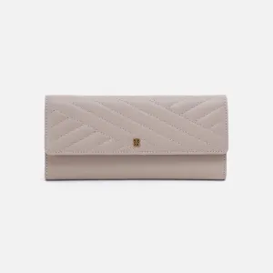 Jill Large Trifold Wallet in Quilted Silk Napa Leather - Warm Grey
