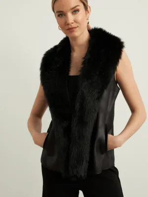 Joseph Ribkoff S Black Faux Fur Gilet 213996 11
