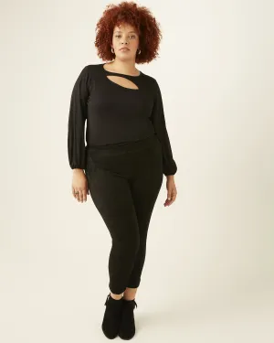 Josephina Faux-Suede Ponte Pants | Black