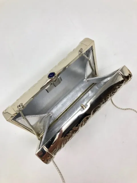 Judith Leiber Silver or Gold Metal Embossed Clutch Bag 1970s 2190-16-112321