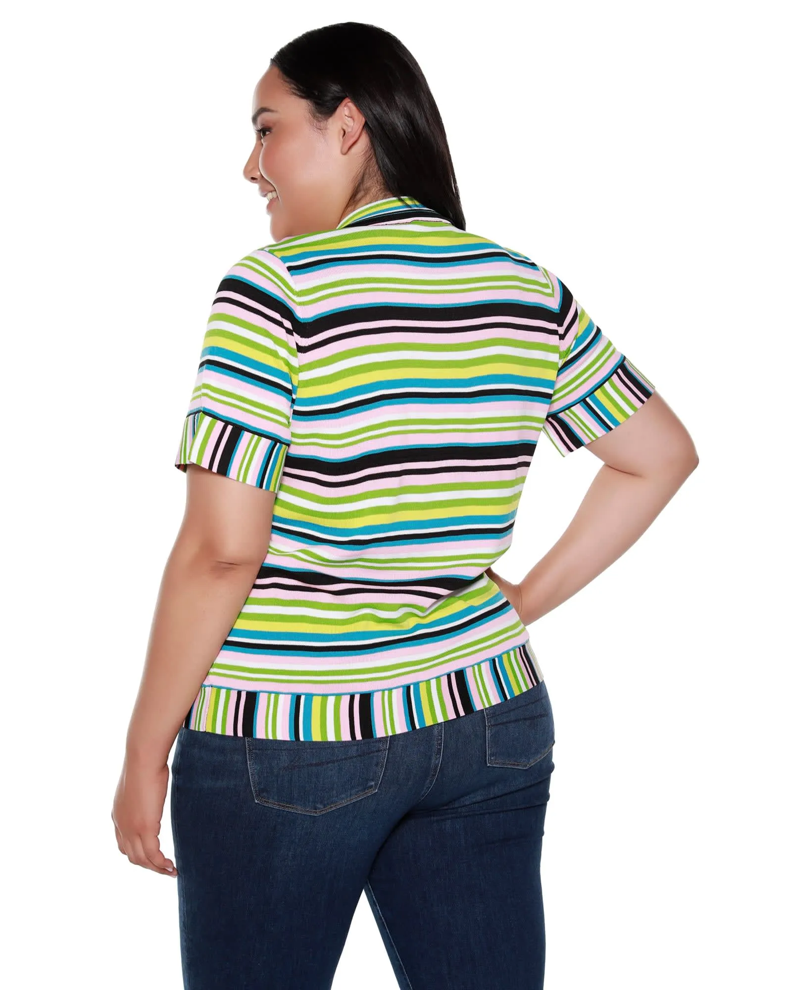 Juniper Striped Short Sleeve Sweater | Multi Stripe