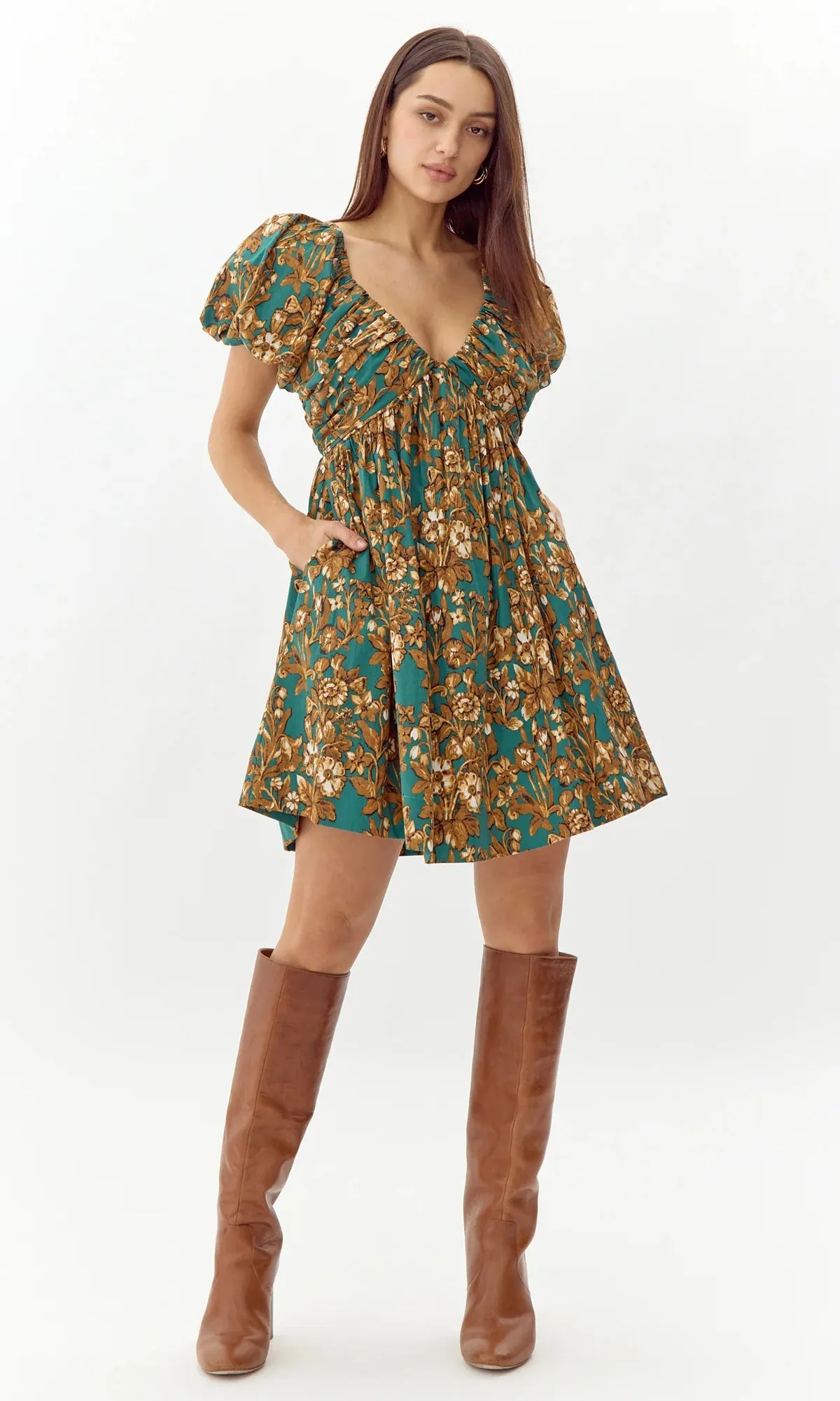 Karla Cotton Mini Dress- Teal