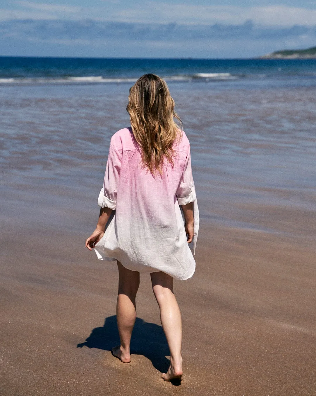 Karthi - Womens Long Sleeve Shirt - Pink/White