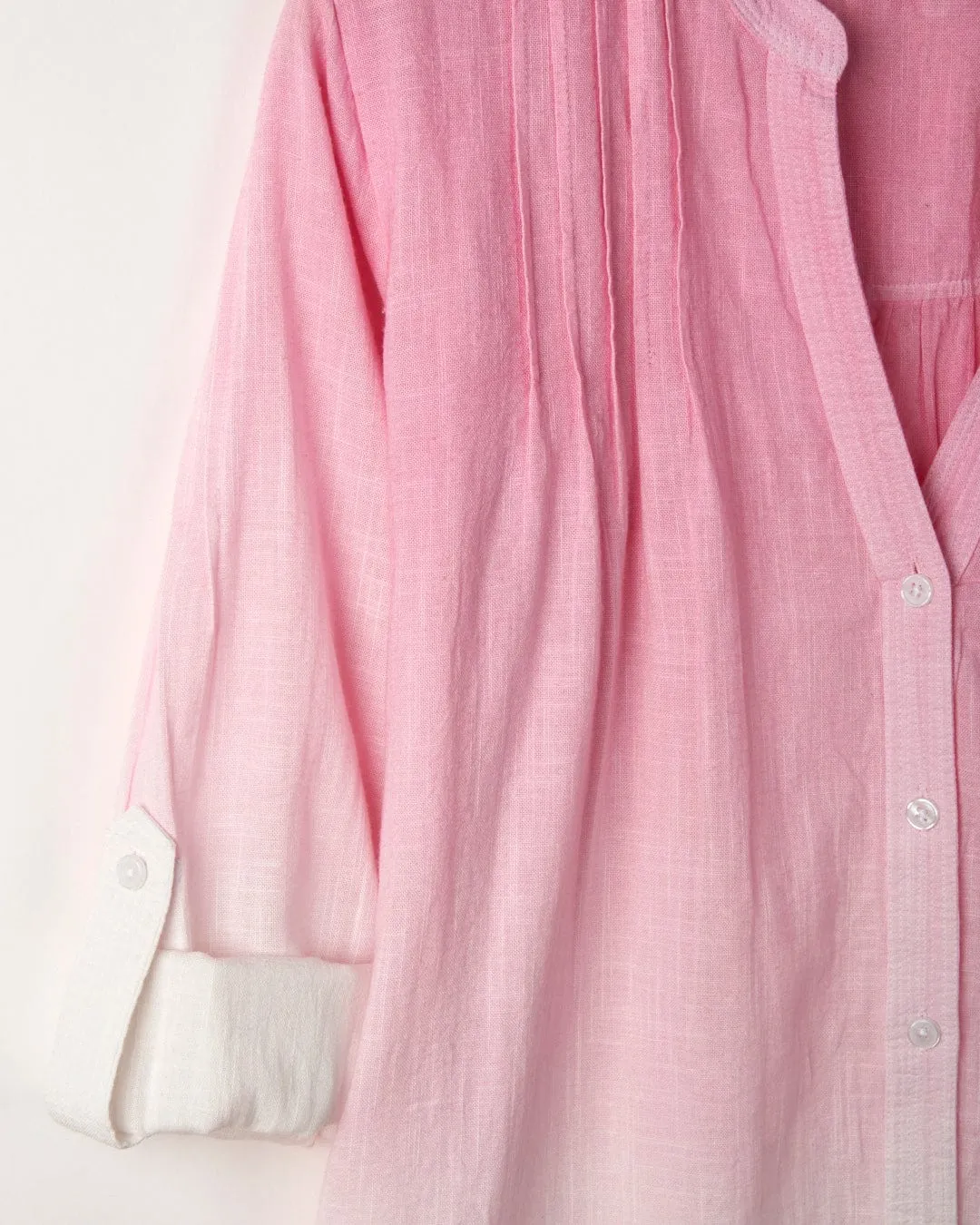 Karthi - Womens Long Sleeve Shirt - Pink/White