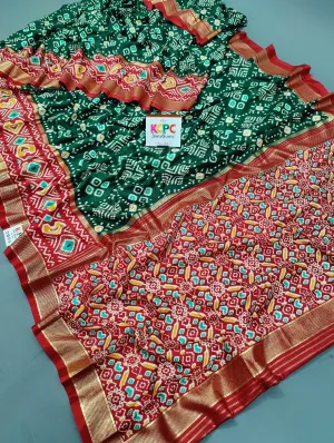 KcPc New Pashmina Cotton Silk Printed Saree With Blouse,SWA Green