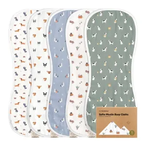 KeaBabies Softe Muslin Burp Cloths - Pets & Paws