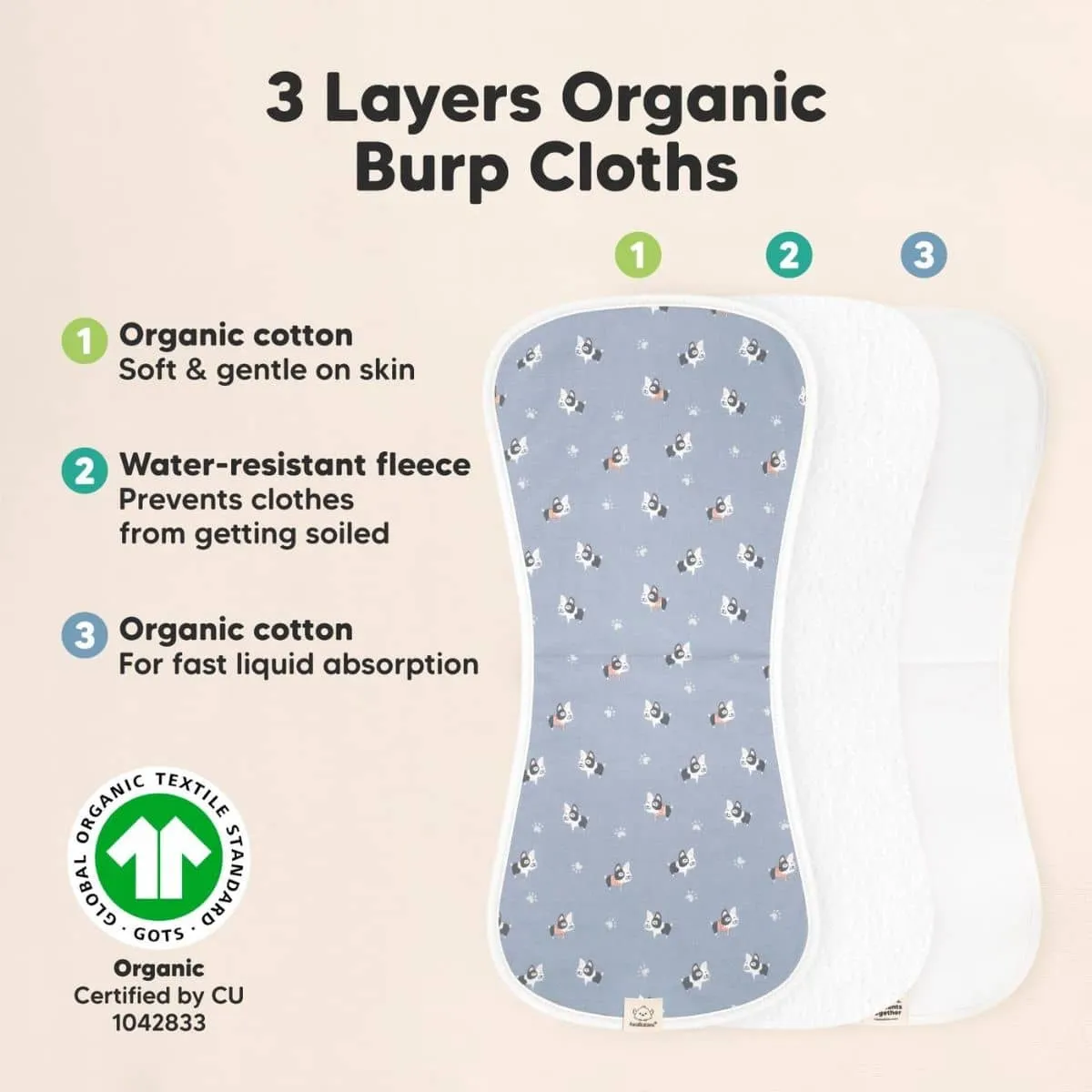 KeaBabies Urban Organic Burp Cloths - Pets & Paws
