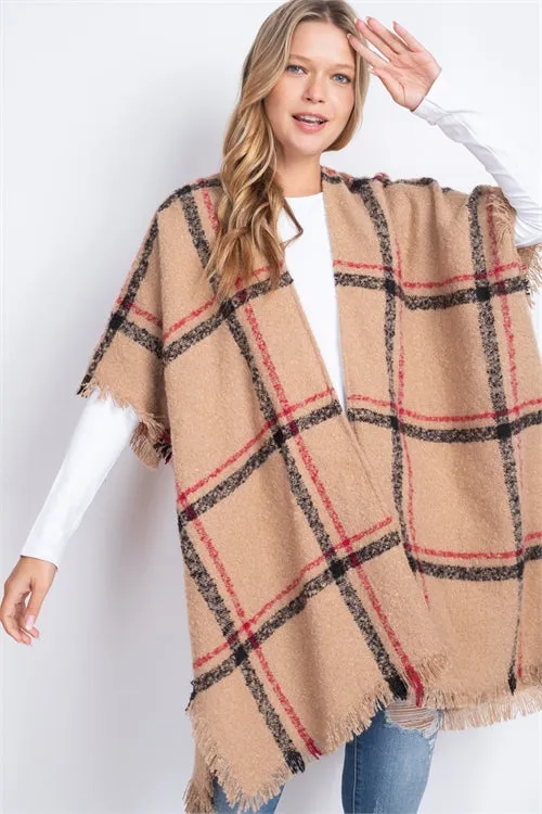 Keep Me Plaid Kimono Taupe