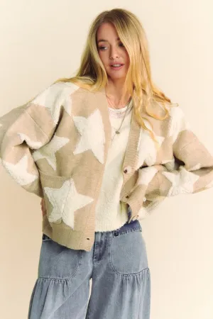 kesley Fuzzy Star Button Down Cardigan