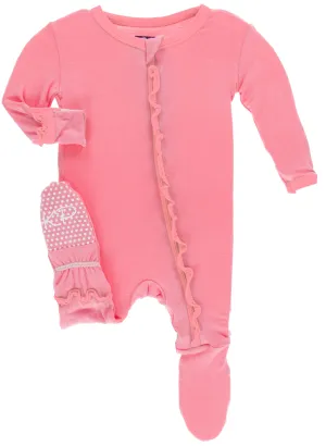 KicKee Pants Solid Strawberry Classic Ruffle Footie with Zipper