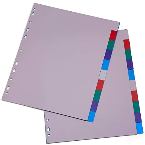 Kicko 3-Ring Binder Dividers with 10-Color Tabs  2 Pack Durable Ring Binders