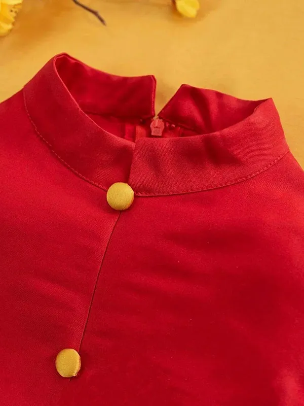 Kids Ao Dai Boy Red Ao Dai Top Only
