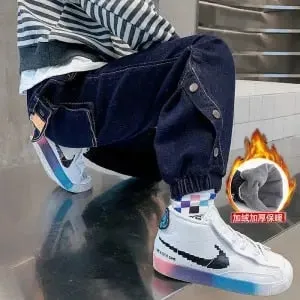 Kids Boys jeans plus velvet thickening children's warm casual denim Jeans - BJN0107