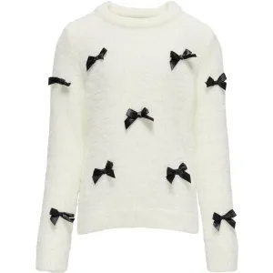 kids ONLY Cloud Dancer Black Bows Piumo Bow Pullover Knit