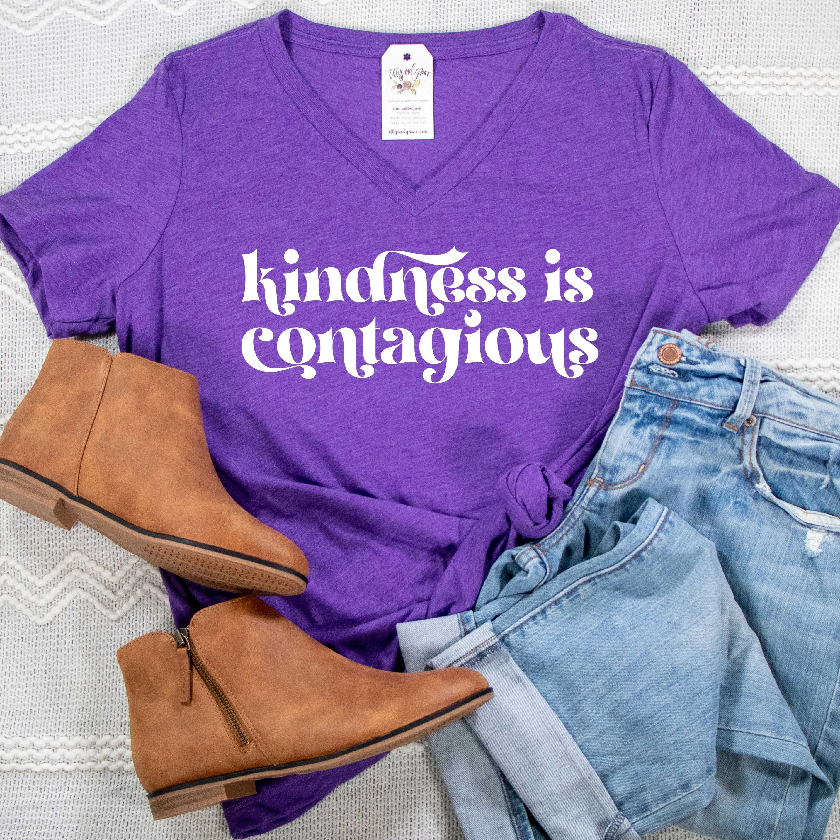 Kindness is Contagious Relaxed Ladies Vneck