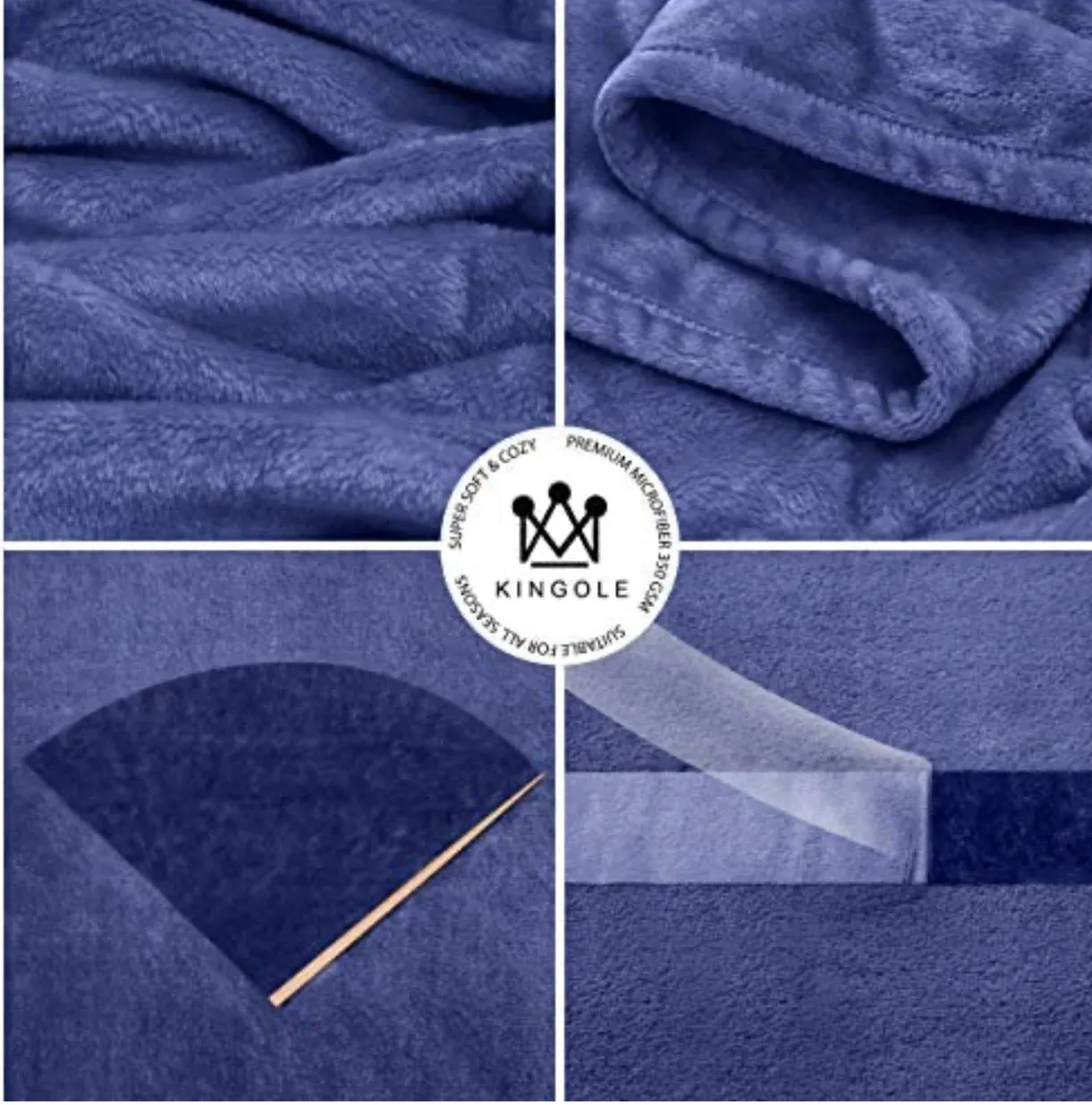 Kingole Fleece Velvet Blanket Navy
