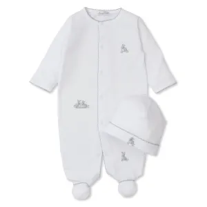 Kissy Kissy Footie and Hat Set Cottontail Hollows White/Silver