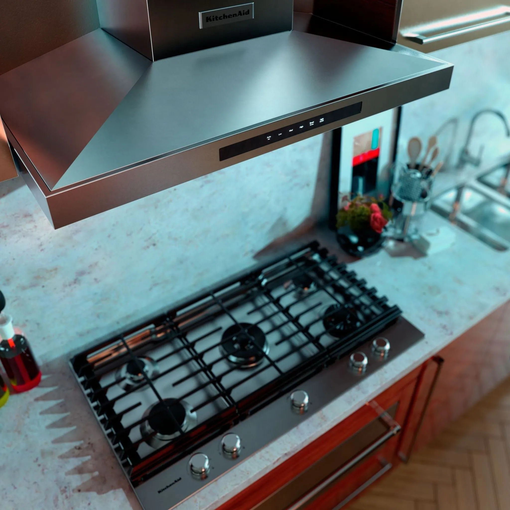 KitchenAid  36" 5-Burner Gas Cooktop with Griddle (KCGS956ESS)