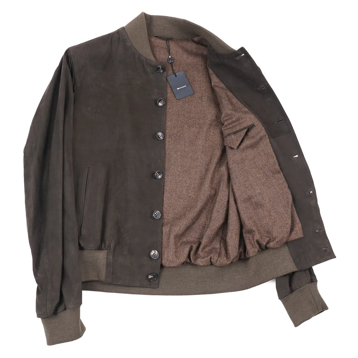 Kiton Cashmere-Lined Nubuck Leather Jacket
