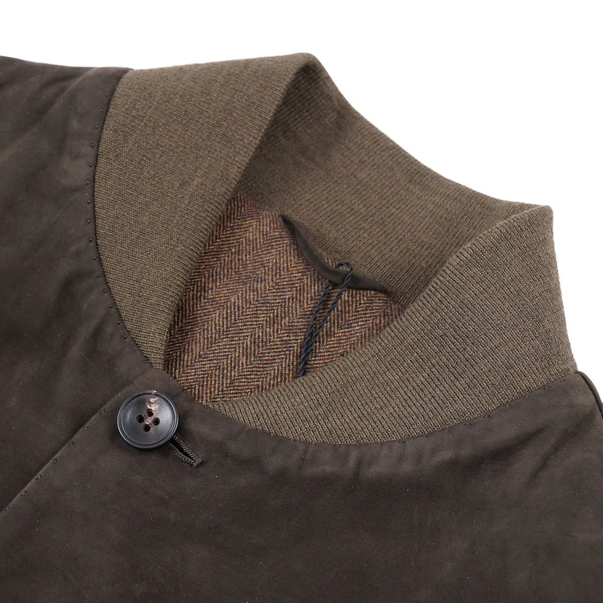 Kiton Cashmere-Lined Nubuck Leather Jacket