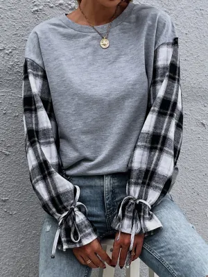 KittenAlarm - Plaid Color Block Sweatshirt