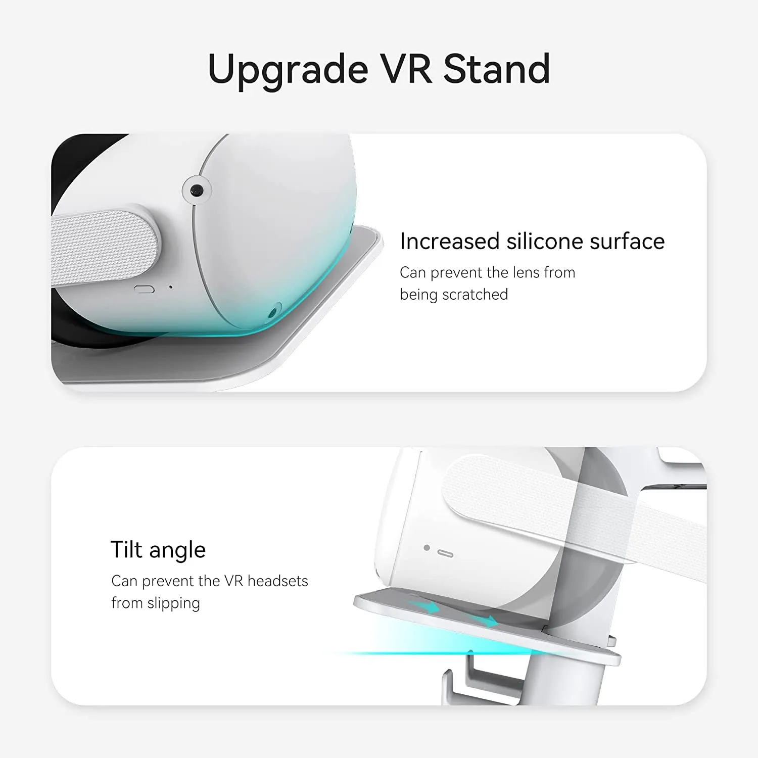 KIWI Design Upgraded VR Stand Compatible with Quest 2 /Quest/Psvr 2 /Rift S/Valve Index/Hp Reverb G2VR Headset and Touch Controllers, Vr Headset Stand and Controller Holder Mount Station (White)